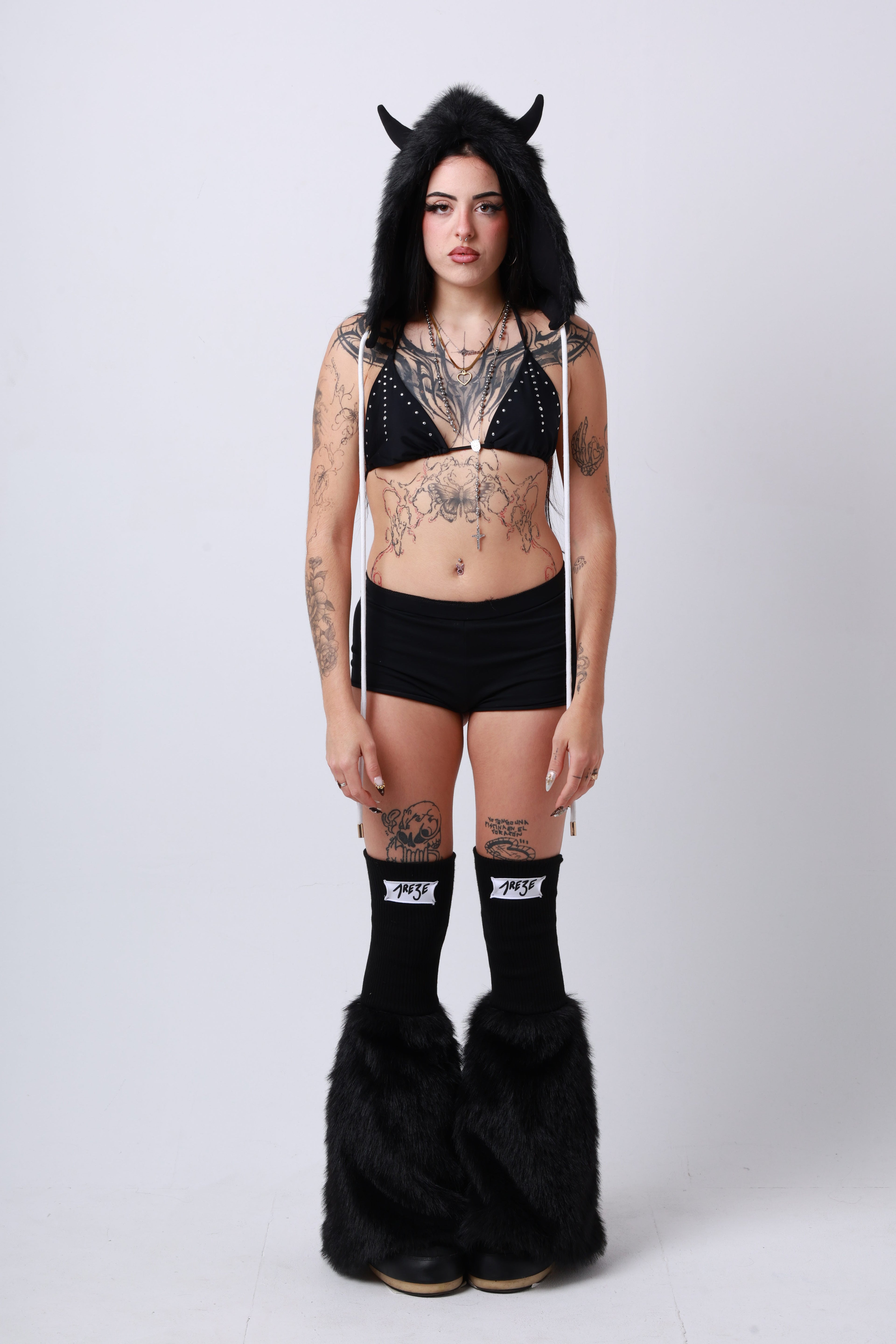 HAIRY LEG WARMERS - BLACK